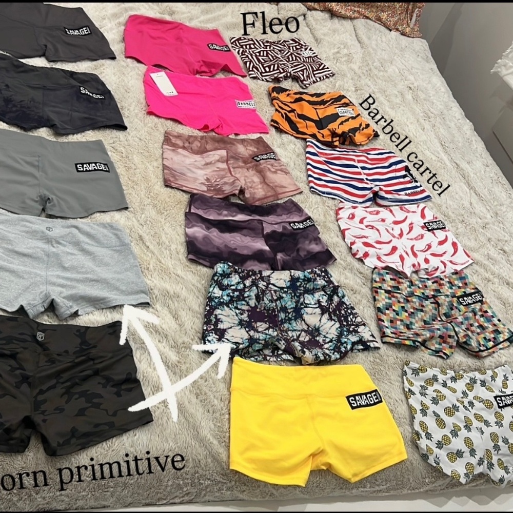 workout clothes + jackets, shorts, sweats, + muscle shirts